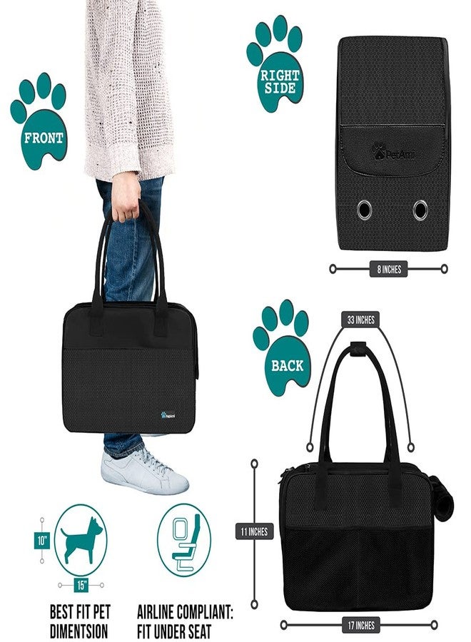 PetAmi Dog Purse Carrier for Small Dogs, Airline Approved Soft Sided Pet Carrier with Pockets, Ventilated Dog Carrying Bag for Puppy Cat, Dog Travel Supplies Bag, Sherpa Bed, Max 12 lbs, Black - Image 2